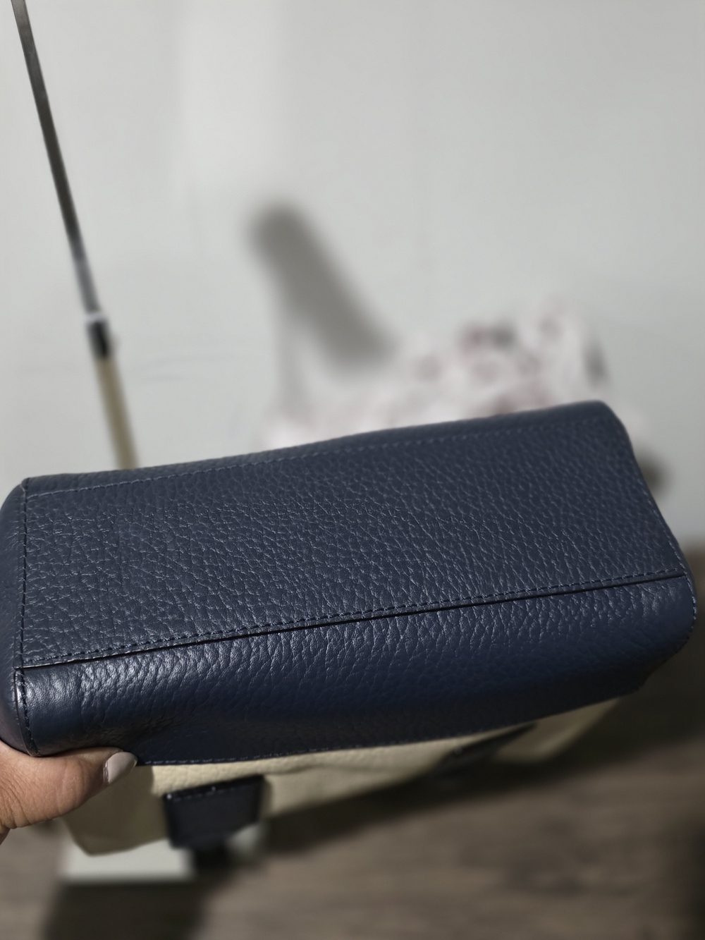 kate spade Cream and Navy Leather Top-Handle Satchel - Picture 4 of 7